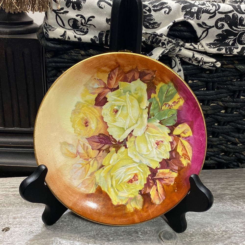 Vintage Royal Art Italian 6.5” Hand Painted Roses Plate!